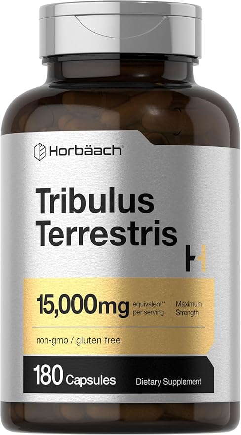 Horbäach Tribulus Terrestris for Men 15000mg | 180 Capsules | Maximum Strength | Non-GMO, Gluten Free Extract Supplement