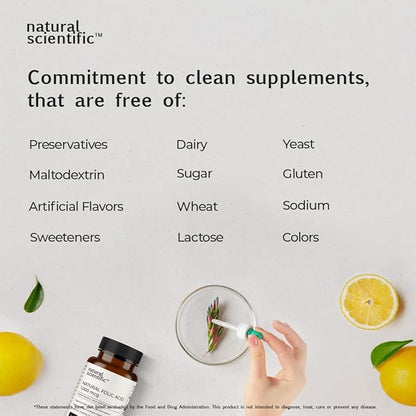Organic Folic Acid Supplement 1000 mcg - Vitamin B9 (Folate) from Organic Lemon Peel - 60-Day Supply - Plant-Based, Gluten-Free, Vegan, Non-GMO - 60 capsules - Premium Dietary Supplement