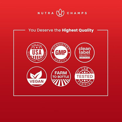 NutraChamps Korean Red Panax Ginseng Capsules | Extra Strength Ginsenosides for Energy, Focus, Performance, Vitality & Immune Support | Korean Red Ginseng Root Extract Powder Supplement | Vegan Pills