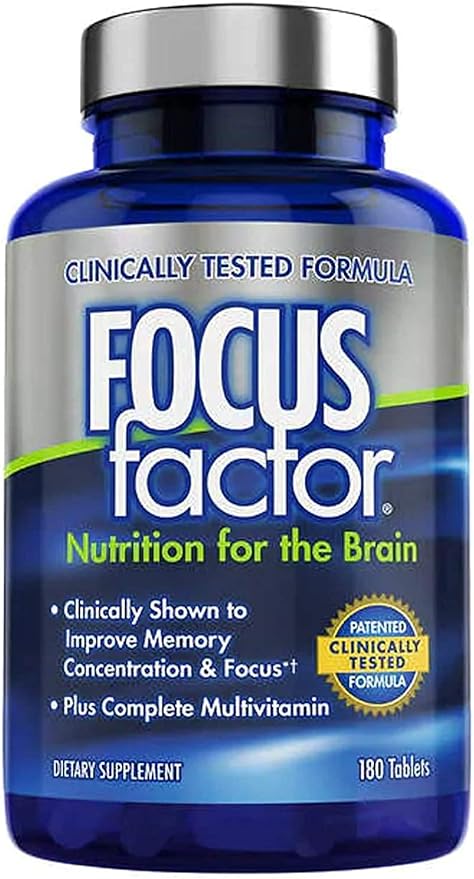 Focus Factor Brain Supplement Multivitamin Improve Memory and Clarity Boost Concentration Neuro Energy Learning Reasoning for Men and Women 180 Tablets