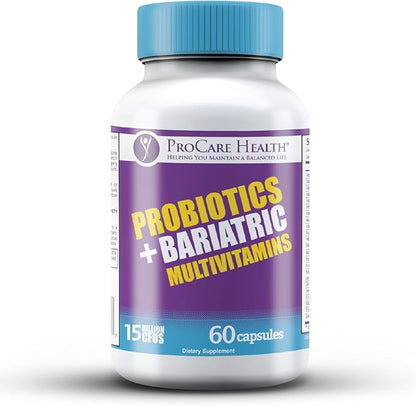 ProCare Health Probiotic Bariatric Multivitamin with Iron 45mg (60 Count) - 15 Billion CFU Bariatric Probiotic Fast Dissolving Veggie Capsules to Support Gut and Immune Health in Bariatric Patients