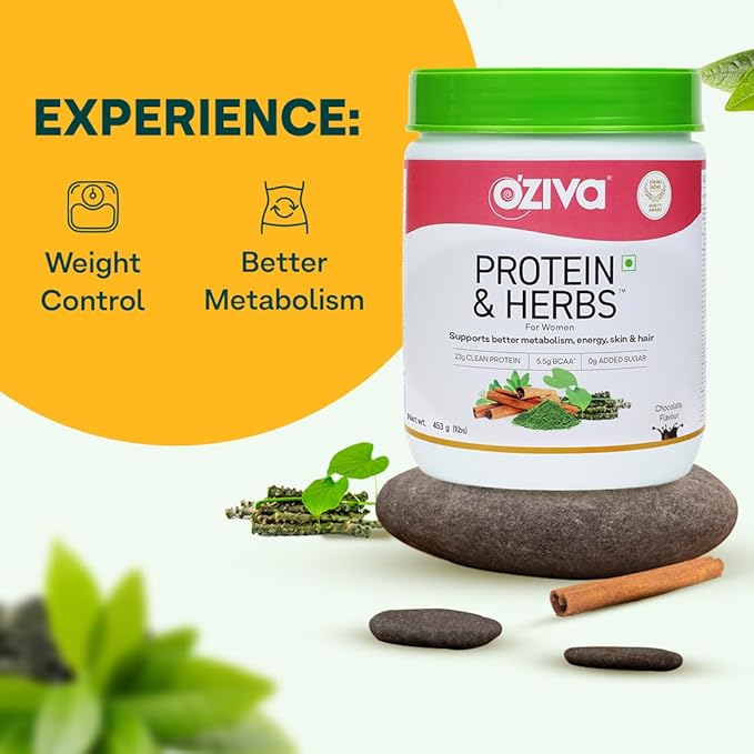 Protein & Herbs, Women with Multivitamins, Curcumin, Shatavari, Tulsi for Improved Metabolism, Hormonal Balance & Skin, Hair Health, 1.1 lbs, Cafe Mocha. Soy Free, Gluten Free, Non GMO
