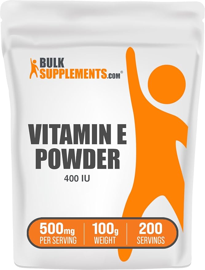 BulkSupplements.com Vitamin E 400 IU Powder - as D-Alpha Tocopherol, Vitamin E Supplements, Vitamin E Powder - Gluten Free, 500mg per Serving, 100g (3.5 oz) (Pack of 1)