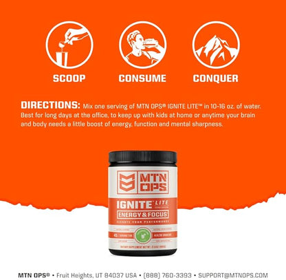 MTN OPS Ignite Lite Supercharged Energy Drink Mix - 100mg Caffeine, 45-Serving Tub, Strawberry Daiquiri Flavor by Eva Shockey