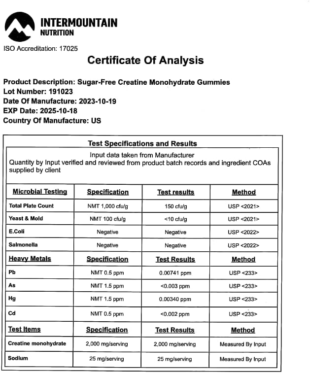 Sugar-Free Creatine Monohydrate Gummies (1g/gummy for Intake Control) Potent Creatine Gummies for Men & Women, Creatine Supplement for Muscle Support, Cellular Energy & Cognitive Function, Gluten-Free