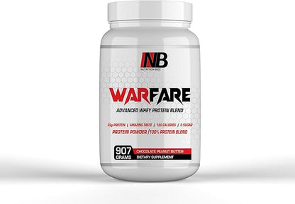 Warfare 2 lbs Advanced Whey Protein Blend 22g Protein per Serving Amazing Flavors (2 lbs, Chocolate Peanut Butter)