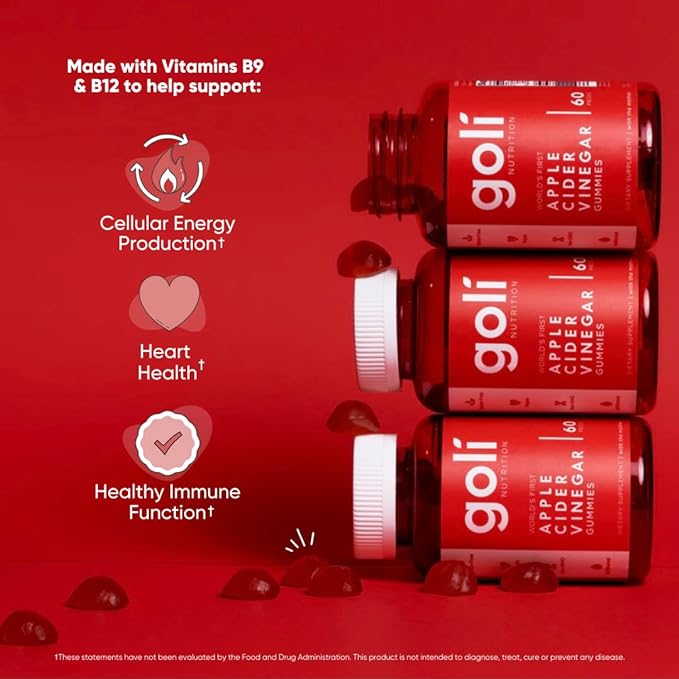 Goli Nutritional Supplement, Apple Cider Vinegar Gummy Vitamins Nutrition, 2 Pack of 60 Count
