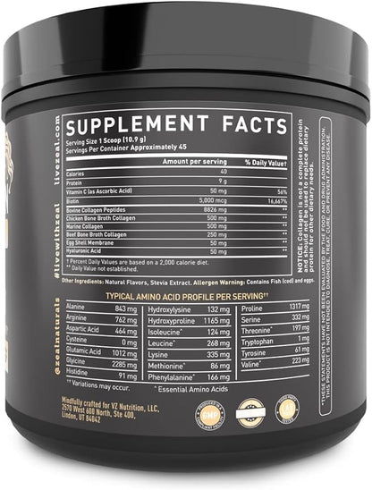 Premium Multi Collagen Peptides Protein Powder (1, 2, 3, 5 & 10) with Vitamin C, Biotin, Hyaluronic Acid, for Hair Skin and Nails - Marine, Bovine, Chicken & Eggshell (Vanilla, 45 Servings)