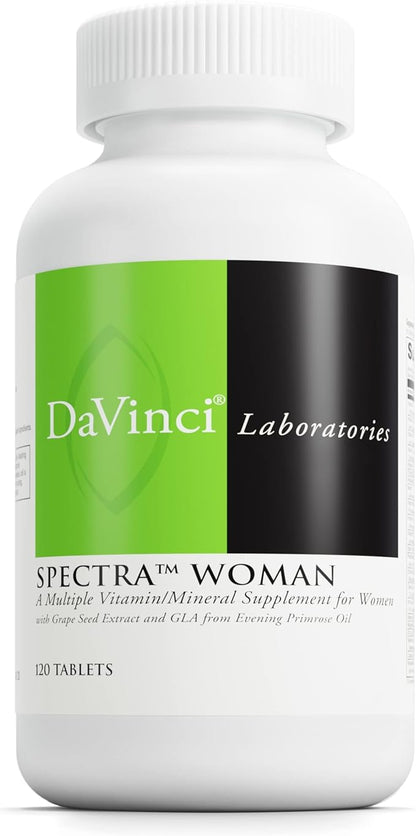 DAVINCI Labs Spectra Woman - Dietary Supplement to Support Bone Health and Women's Needs - with Vitamins, Minerals, Calcium, Beta Carotene, L-Cysteine, Grape Seed Extract, and More - 120 Tablets