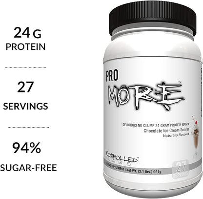 CONTROLLED LABS PROmore Protein Powder (27 Servings) - 24g Protein Per Scoop - 94% Sugar-Free, Premium Smooth-Drink Formula (Chocolate Ice Cream Sundae) (27 Servings, Chocolate Ice Cream Sundae)
