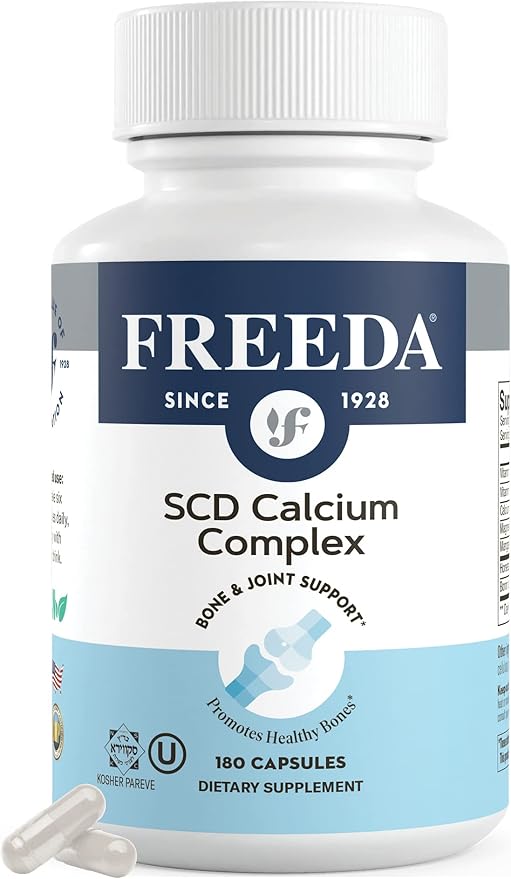 FREEDA Calcium Complex - Kosher Calcium Citrate Supplement with Magnesium and Vitamin D, K2 - Bone Health & Joint Support for Women & Men (180 Capsules) - Suitable for All, SCD Compliant