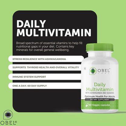 Obel Daily Multivitamin | with Ashwaganda and Seaweed | Optimum Health for Adults