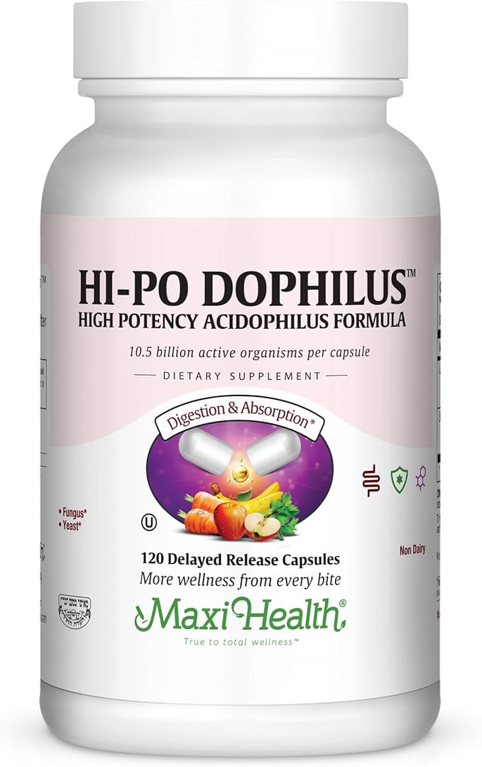 Maxi Health HI-PO Dophilus High Potency Acidophilus Probiotics, 120 Count