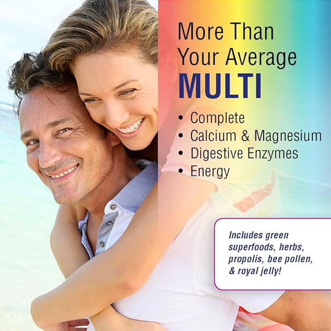 SOLARAY Spectro Multivitamin, w/No Iron, Cal/Mag, Energizing Greens & Herbs w/Digestive Enzyme (60 Serv, 360 CT)