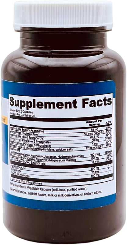 Migra-Well AM: Energizing Daily Methylated Multivitamin with Bioavailable Minerals & Antioxidants Supporting Brain & Nerve Heath for Women and Men - Without Iron (60 Capsules)