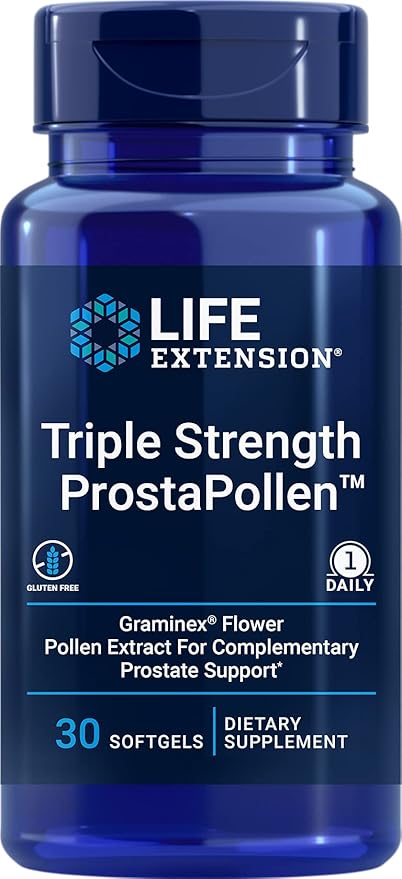 Life Extension Triple Strength ProstaPollen™, Prostate Health, Prostate Function, Flower Pollen Extract, Gluten Free, 30 softgels