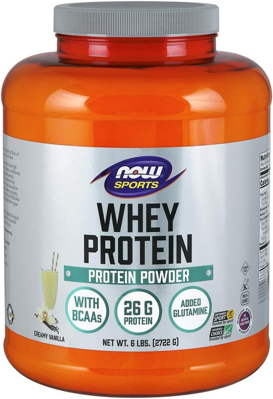 NOW Sports Nutrition, Whey Protein, 26 g With BCAAs, Creamy Vanilla Powder, 6-Pound