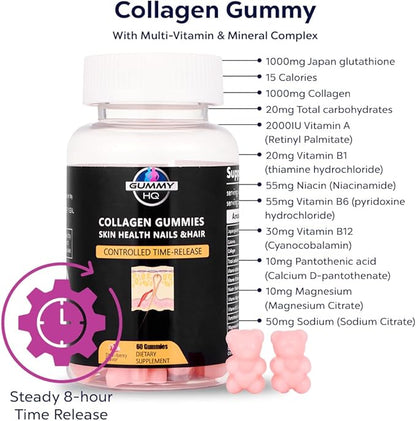 Collagen Gummies - Supports Collagen Levels - Time-Release Formula - Fruit Juice Extract - Gluten Free
