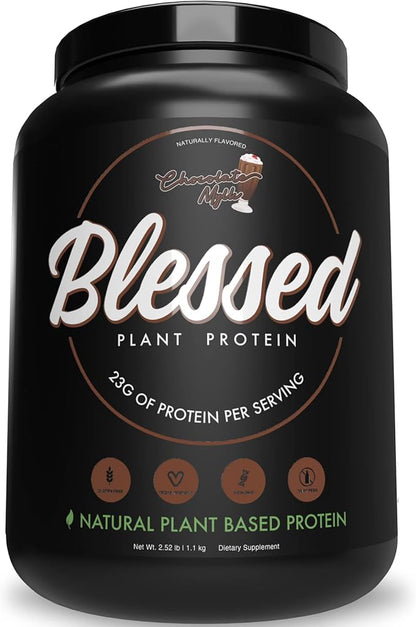 Blessed Vegan Protein Powder - Plant Based Protein Powder Meal Replacement Protein Shake, 23g of Pea Protein Powder, Dairy Free, Gluten Free, Soy Free, No Sugar Added, 30 Servings (Chocolate Mylk)