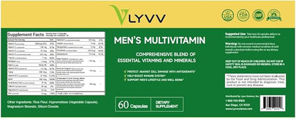 Lyvv Men's Multivitamin, Comprehensive Blend of Essential Vitamins and Minerals, 60 Capsules