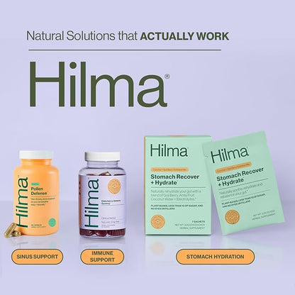 Hilma Natural Sinus Support – All Day Allergy & Sinus Relief from Pollen & Dust w/Butterbur, Stinging Nettles & Spirulina - Non-Drowsy - Organic, Clinically Proven Ingredients - 120 Vegan Capsules