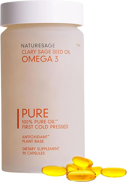 Vegan Omega 3 Capsule Supplement, Plant-Based Omega 3 Fish Oil Alternative, 90 Capsules – Cold Pressed from Clary Sage Seed – Kosher - Omega 3 Fatty Acid Supplement
