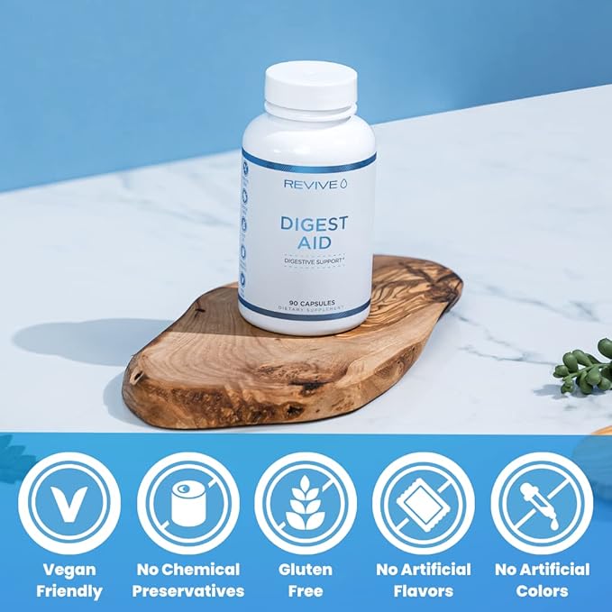 Revive MD | Digest Aid | Promotes The Digestion of Proteins, Fats, Starches & Fibers for Men and Women | Supports Gastric Acid Balance | Targeted Enzyme Support | Increase Enzymes | 90 Capsules