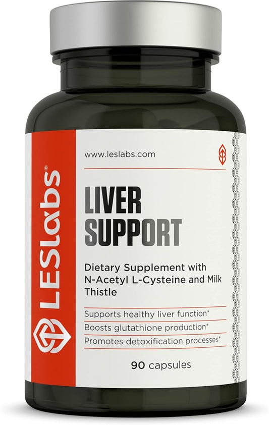 LES Labs Liver Support – Promotes Healthy Liver Function, Glutathione Production & Detoxification – Milk Thistle, NAC, ALA & Dandelion Extracts – Non-GMO Supplement – 90 Capsules