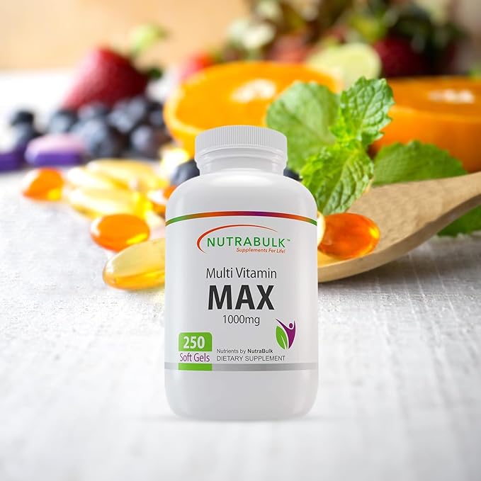 Multi-Vitamin MAX Well Absorbed Soft Gels - Potentially Supports Overall Wellbeing & Immune, Boosts Energy & Metabolism - Complete Daily Nutrition- 1000mg 250 Soft Gels