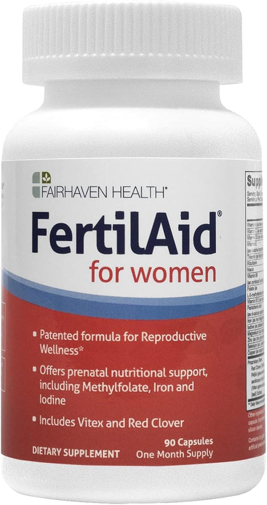 Fairhaven Health FertilAid for Women | Prenatal Multivitamin Fertility Supplements for Women | Conception for her with Vitex and Folate | Support Cycle Regularity and Ovulation* | 90 Capsules