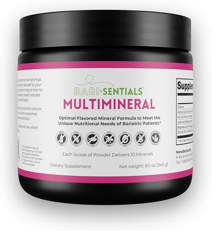 Barisentials Bariatric Multimineral Supplement- Post-Bariatric Surgery Support for Gastric Bypass, Sleeve Gastrectomy - Easy-to-Dissolve Mineral Powder- 240g