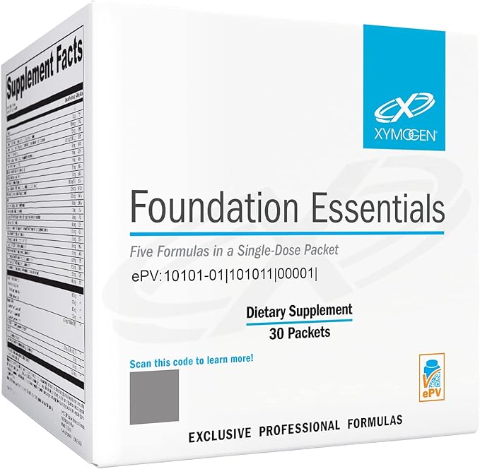 XYMOGEN Foundation Essentials - 5-Product Packets with ProbioMax Probiotic, ActivNutrients Multivitamin Without Iron, Omega MonoPure 650 Fish Oil, OptiMag Magnesium + Vitamin D3 2000 (30 Packets)