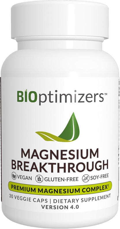 Magnesium Breakthrough Supplement 4.0 - Has 7 Forms of Magnesium: Glycinate, Malate, Citrate, and More - Natural Sleep and Brain Supplement - 30 Capsules