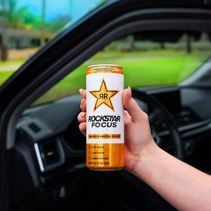 Rockstar Focus, Orange Pineapple, 12 Fl Oz Cans (Pack of 12)