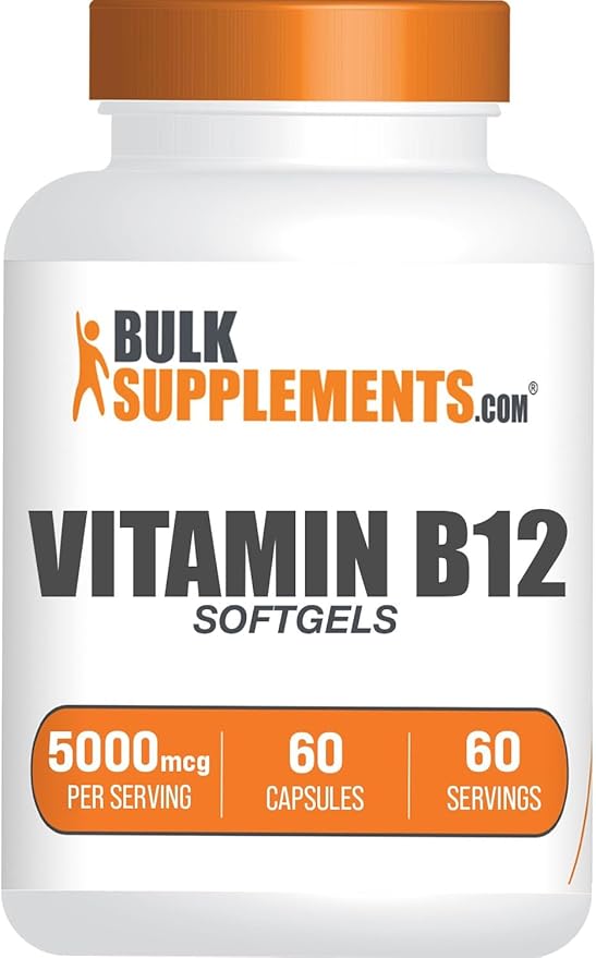BulkSupplements.com Vitamin B12 1000 mcg Softgels - Cyanocobalamin, Vitamin B Supplements, B12 Pills - Gluten Free, 1 Vitamin B12 Softgel per Serving, 60-Day Supply, 60 Softgels