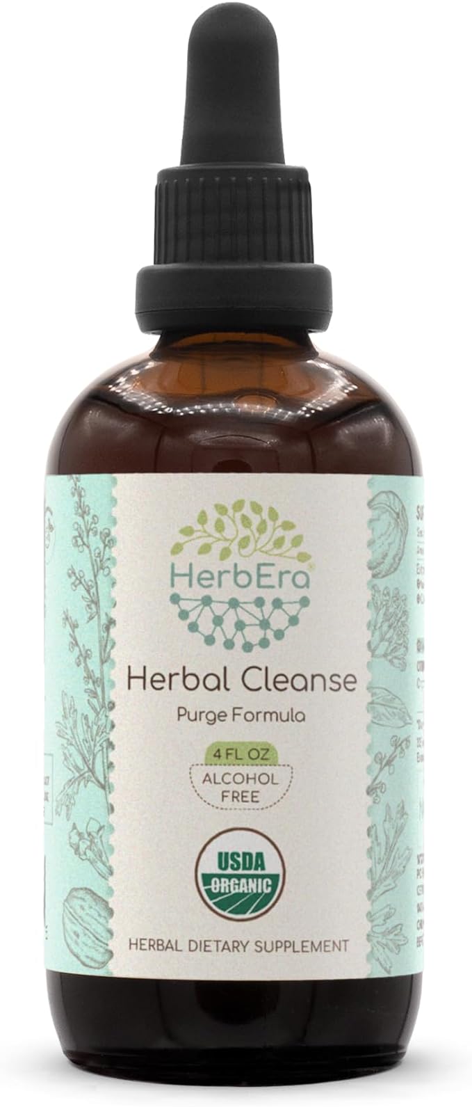 Herbal Cleanse Organic Alcohol-Free Tincture | Detox and Cleanse Formula, Extract Supplement | Organic Wormwood Herb, Black Walnut Hull, Cloves Flower Buds | Purge Extract (4 fl oz)