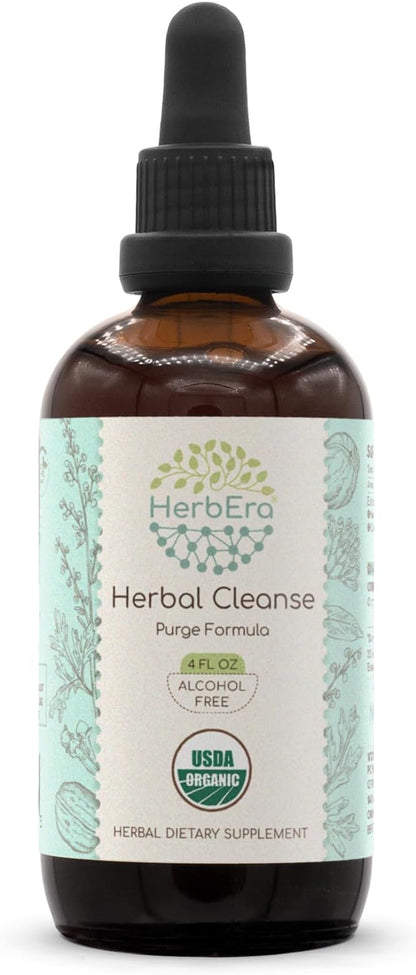 Herbal Cleanse Organic Alcohol-Free Tincture | Detox and Cleanse Formula, Extract Supplement | Organic Wormwood Herb, Black Walnut Hull, Cloves Flower Buds | Purge Extract (4 fl oz)