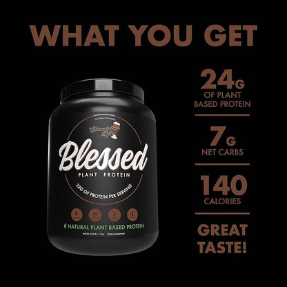 Blessed Vegan Protein Powder - Plant Based Protein Powder Meal Replacement Protein Shake, 23g of Pea Protein Powder, Dairy Free, Gluten Free, Soy Free, No Sugar Added, 30 Servings (Chocolate Mylk)