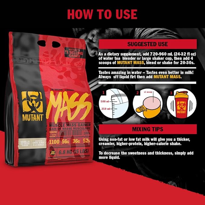 Mutant Mass Weight Gainer Protein Powder - Mass Builder for Bulking and Lean Mass Gainer, The Weight Gainer Men Need to Bulk up – 15 Pound – Triple Chocolate