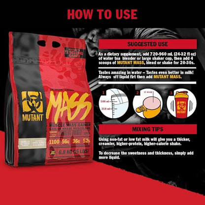 Mutant Mass Weight Gainer Protein Powder - Mass Builder for Bulking and Lean Mass Gainer, The Weight Gainer Men Need to Bulk up – 15 Pound – Triple Chocolate