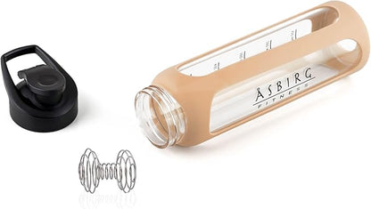Fitness | Glass Protein Shaker | Protein Shaker | Drinking Bottle | with Spiral Ball | Beige