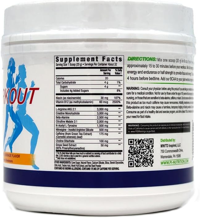 Performance Inspired Nutrition Pre-Workout Powder - All Natural - G-Free & Vegan Formula - Contains Citrulline - Nitrosigine - Green Tea - Arginine - Beta Alanine - Raspberry Lemonade - 23.84 Ounce