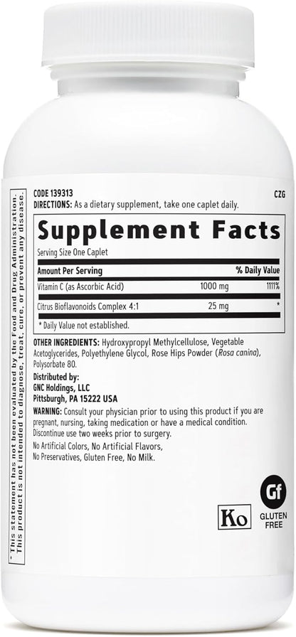 GNC Vitamin C 1000mg, 90 Caplets, Provides Immune Support