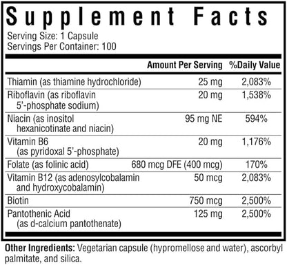 Seeking Health B Complex MF - Vitamin B Complex with Folate, Niacin, & Folinic Acid - Support Energy & Immune System Health with B Vitamins - 100 Capsules