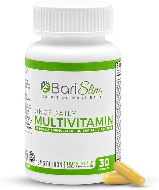 BariSlim Once Daily Bariatric Multivitamin Capsule - 18mg of Iron - Bariatric Vitamin & Supplement for Post Bariatric Surgery Including Gastric Bypass & Gastric Sleeve | 30 Day Supply