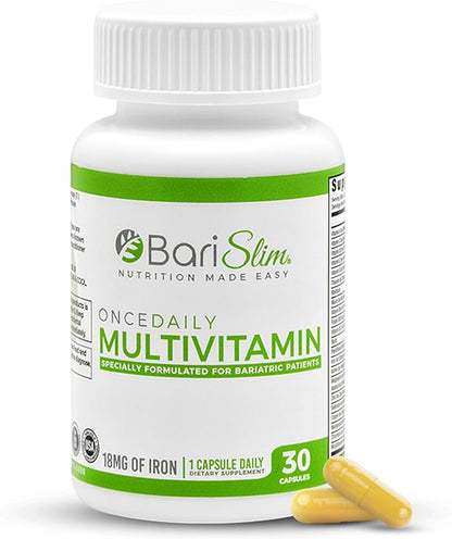 BariSlim Once Daily Bariatric Multivitamin Capsule - 18mg of Iron - Bariatric Vitamin & Supplement for Post Bariatric Surgery Including Gastric Bypass & Gastric Sleeve | 30 Day Supply