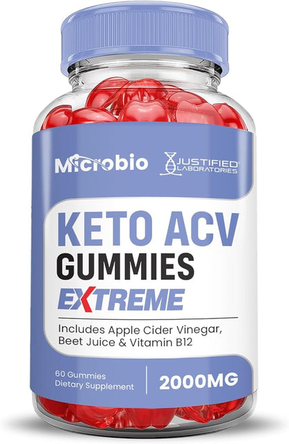 (5 Pack) Microbio Keto ACV Gummies Extreme 2000MG Micro Bio Keto Gummies Apple Cider Vinegar Formulated with Pomegranate Beet Juice Powder B12 Vegan Non GMO 300 Gummys