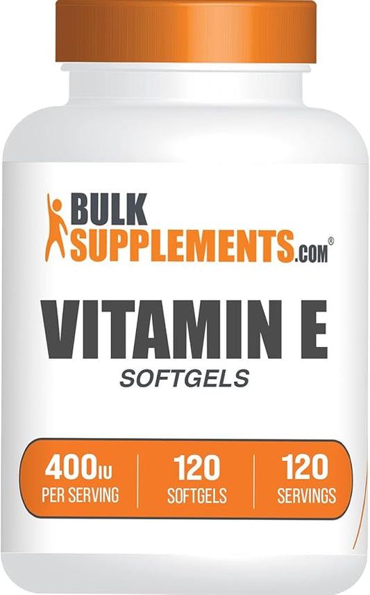 BulkSupplements.com Vitamin E 400 IU Softgels - Vitamin E Supplement, Vitamin E Softgels - as DL-Alpha-Tocopherol, Antioxidants - Gluten Free, 1 Softgel per Serving, 120 Count (Pack of 1)