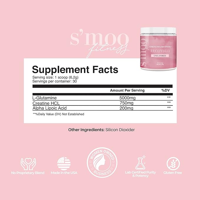 S'moo RECOV(her) Recovery & Strength Supplement Hormone Friendly - Stimulate Muscle Synthesis - Post Workout Muscle Recovery Powder - 30 Servings, Unflavored