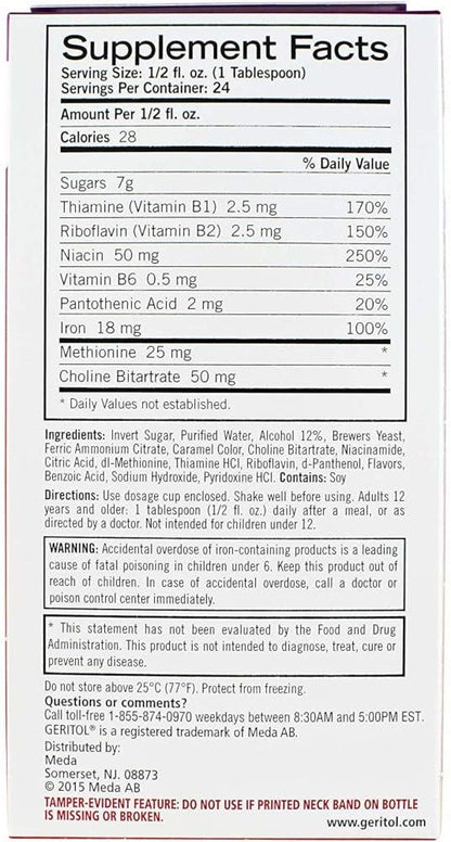 Geritol Liquid Energy Support B-Vitamins,12 Fl Oz (Pack of 2)